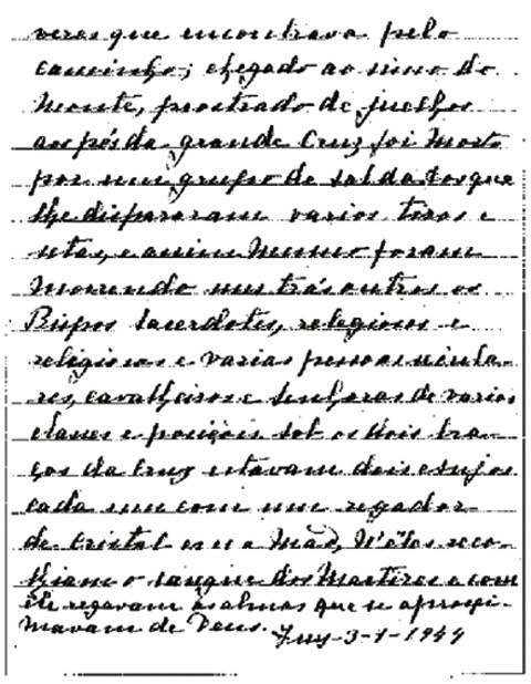 nella fede alla Vergine di Fatima Foto del documento redatto in occasione della consacrazione della da parte di Suor Lucia e consegnato dalla